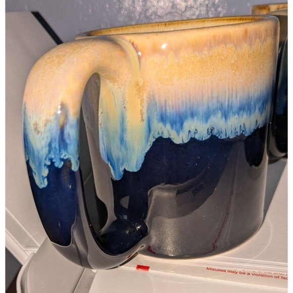 Set 3 Ceramic Gradient Blue Yellow Coffee Mugs 12 Oz Each - Picture 6 of 15